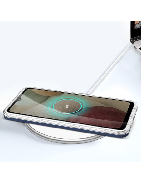 Skaidrus 3in1 dėklas, skirtas Samsung Galaxy A12 5G gelio dangtelis su mėlynu rėmeliu