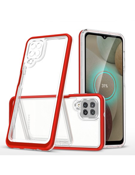 Skaidrus 3in1 dėklas, skirtas Samsung Galaxy A12 5G gelio dangtelis su raudonu rėmeliu