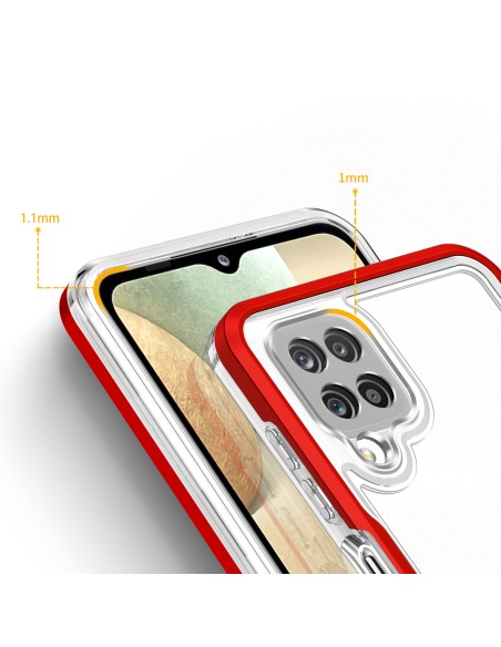 Skaidrus 3in1 dėklas, skirtas Samsung Galaxy A12 5G gelio dangtelis su raudonu rėmeliu