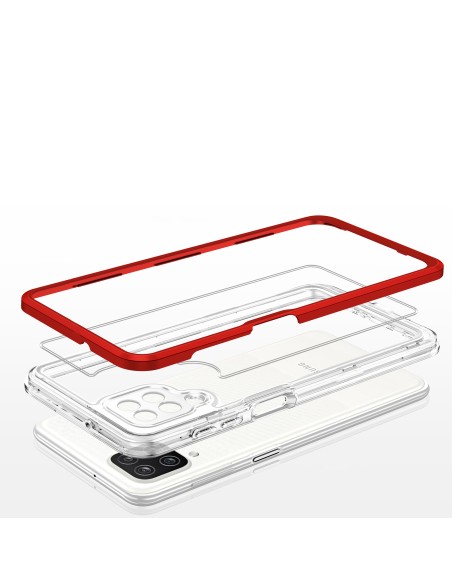 Skaidrus 3in1 dėklas, skirtas Samsung Galaxy A12 5G gelio dangtelis su raudonu rėmeliu