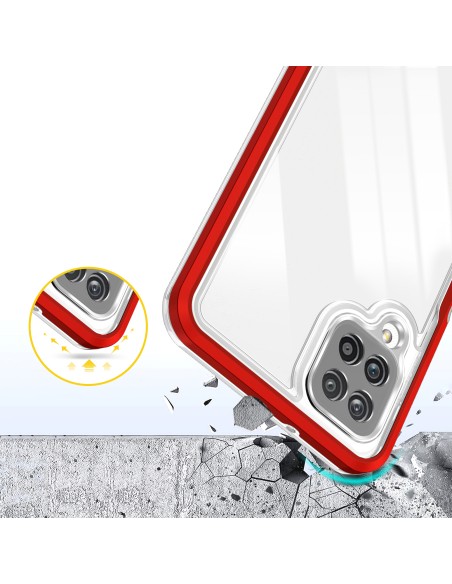 Skaidrus 3in1 dėklas, skirtas Samsung Galaxy A12 5G gelio dangtelis su raudonu rėmeliu