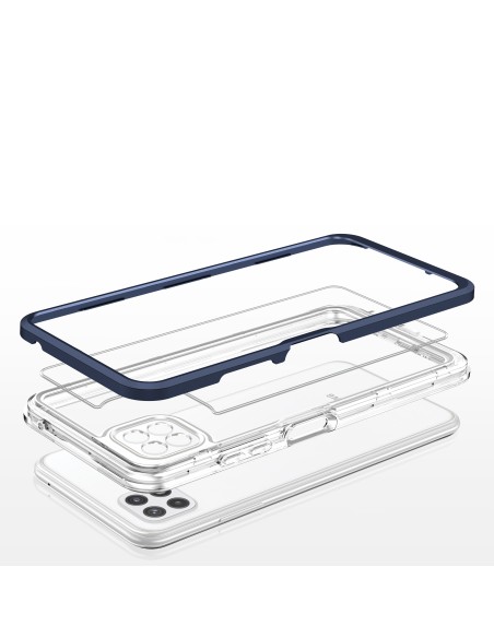 Skaidrus 3in1 dėklas, skirtas Samsung Galaxy A22 5G gelio dangtelis su mėlynu rėmeliu Skaidrus 3in1 dėklas, skirtas Samsung Galaxy A22 5G gelio dangtelis su mėlynu rėmeliu