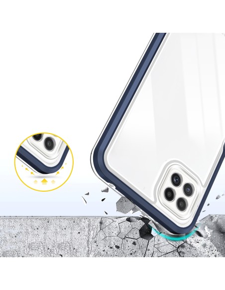 Skaidrus 3in1 dėklas, skirtas Samsung Galaxy A22 5G gelio dangtelis su mėlynu rėmeliu Skaidrus 3in1 dėklas, skirtas Samsung Galaxy A22 5G gelio dangtelis su mėlynu rėmeliu