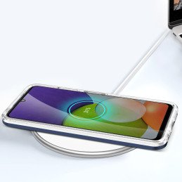 Skaidrus 3in1 dėklas, skirtas Samsung Galaxy A22 5G gelio dangtelis su mėlynu rėmeliu