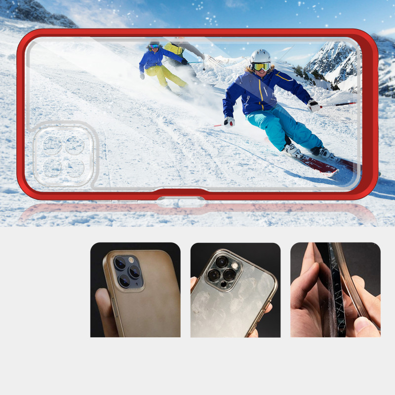 Skaidrus 3in1 dėklas, skirtas Samsung Galaxy A22 5G gelio dangtelis su raudonu rėmeliu