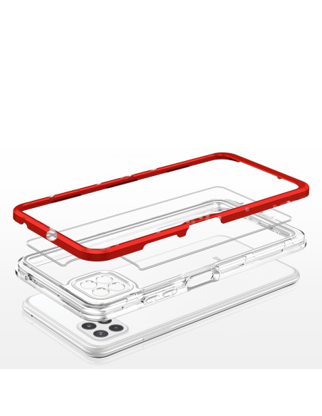 Skaidrus 3in1 dėklas, skirtas Samsung Galaxy A22 5G gelio dangtelis su raudonu rėmeliu Skaidrus 3in1 dėklas, skirtas Samsung Galaxy A22 5G gelio dangtelis su raudonu rėmeliu