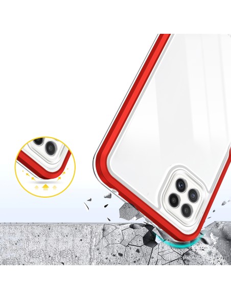 Skaidrus 3in1 dėklas, skirtas Samsung Galaxy A22 5G gelio dangtelis su raudonu rėmeliu Skaidrus 3in1 dėklas, skirtas Samsung Galaxy A22 5G gelio dangtelis su raudonu rėmeliu