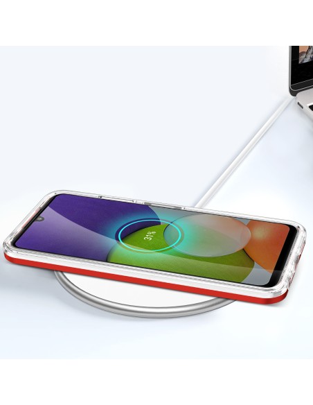 Skaidrus 3in1 dėklas, skirtas Samsung Galaxy A22 5G gelio dangtelis su raudonu rėmeliu Skaidrus 3in1 dėklas, skirtas Samsung Galaxy A22 5G gelio dangtelis su raudonu rėmeliu