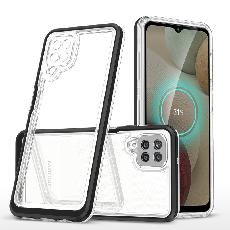 Skaidrus 3in1 dėklas Samsung Galaxy A22 4G gelio dangtelis su juodu rėmeliu Skaidrus 3in1 dėklas Samsung Galaxy A22 4G gelio dangtelis su juodu rėmeliu