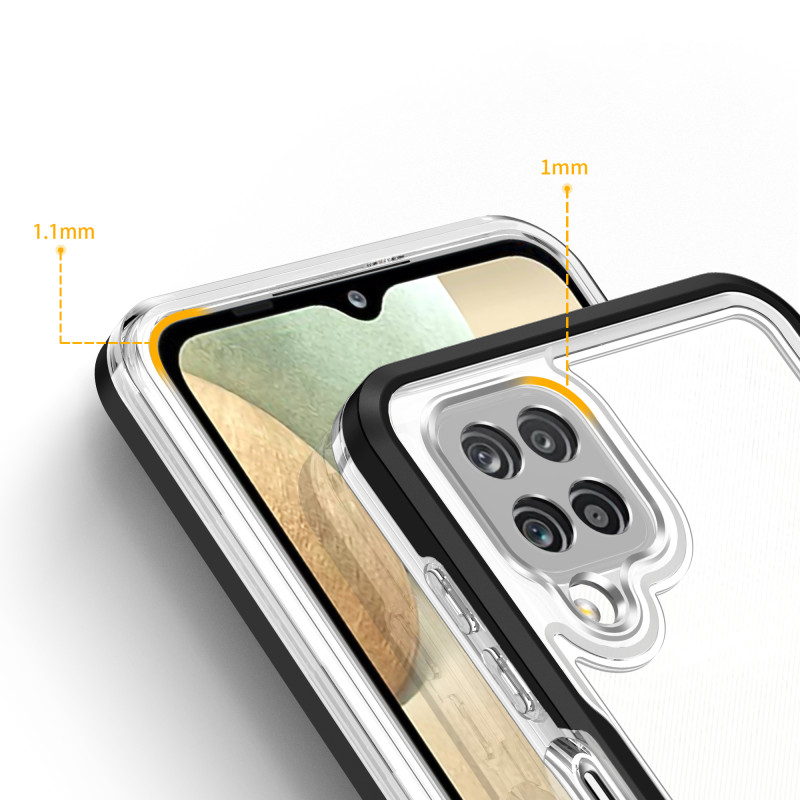 Skaidrus 3in1 dėklas Samsung Galaxy A22 4G gelio dangtelis su juodu rėmeliu