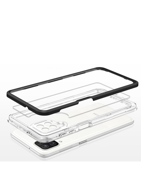 Skaidrus 3in1 dėklas Samsung Galaxy A22 4G gelio dangtelis su juodu rėmeliu