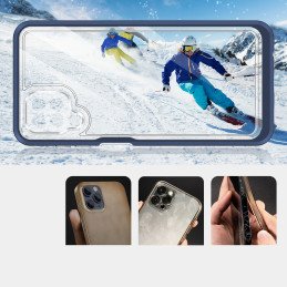 Skaidrus 3in1 dėklas, skirtas Samsung Galaxy A22 4G gelio dangtelis su mėlynu rėmeliu