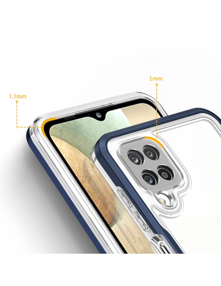 Skaidrus 3in1 dėklas, skirtas Samsung Galaxy A22 4G gelio dangtelis su mėlynu rėmeliu