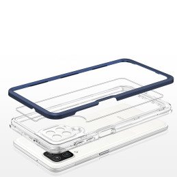 Skaidrus 3in1 dėklas, skirtas Samsung Galaxy A22 4G gelio dangtelis su mėlynu rėmeliu