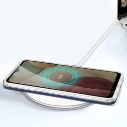 Skaidrus 3in1 dėklas, skirtas Samsung Galaxy A22 4G gelio dangtelis su mėlynu rėmeliu