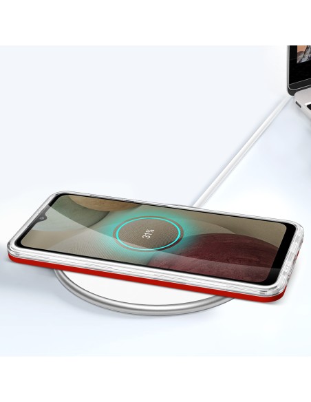 Skaidrus 3in1 dėklas Samsung Galaxy A22 4G gelio dangtelis su raudonu rėmeliu