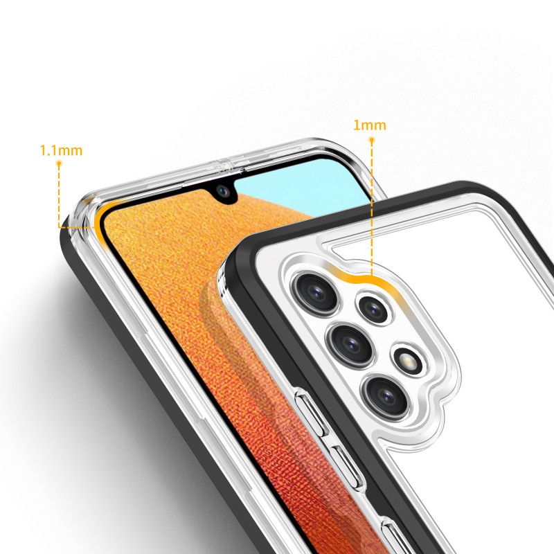 Skaidrus 3in1 dėklas, skirtas Samsung Galaxy A32 5G gelio dangtelis su juodu rėmeliu