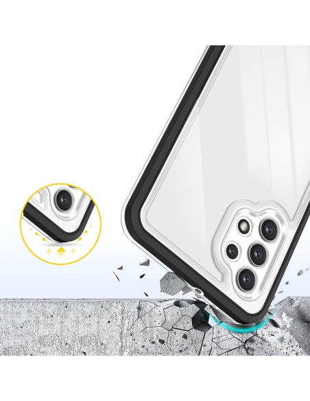 Skaidrus 3in1 dėklas, skirtas Samsung Galaxy A32 5G gelio dangtelis su juodu rėmeliu