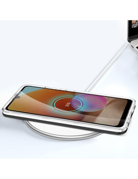 Skaidrus 3in1 dėklas, skirtas Samsung Galaxy A32 5G gelio dangtelis su juodu rėmeliu