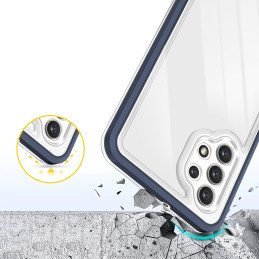 Skaidrus 3in1 dėklas, skirtas Samsung Galaxy A32 5G gelio dangtelis su mėlynu rėmeliu