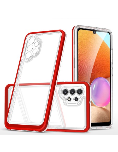 Skaidrus 3in1 dėklas, skirtas Samsung Galaxy A32 5G gelio dangtelis su raudonu rėmeliu Skaidrus 3in1 dėklas, skirtas Samsung Galaxy A32 5G gelio dangtelis su raudonu rėmeliu