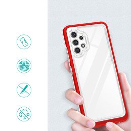 Skaidrus 3in1 dėklas, skirtas Samsung Galaxy A32 5G gelio dangtelis su raudonu rėmeliu