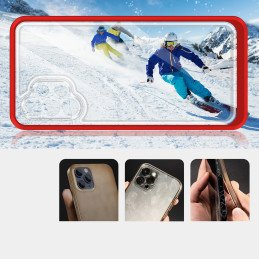 Skaidrus 3in1 dėklas, skirtas Samsung Galaxy A32 5G gelio dangtelis su raudonu rėmeliu
