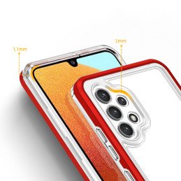 Skaidrus 3in1 dėklas, skirtas Samsung Galaxy A32 5G gelio dangtelis su raudonu rėmeliu