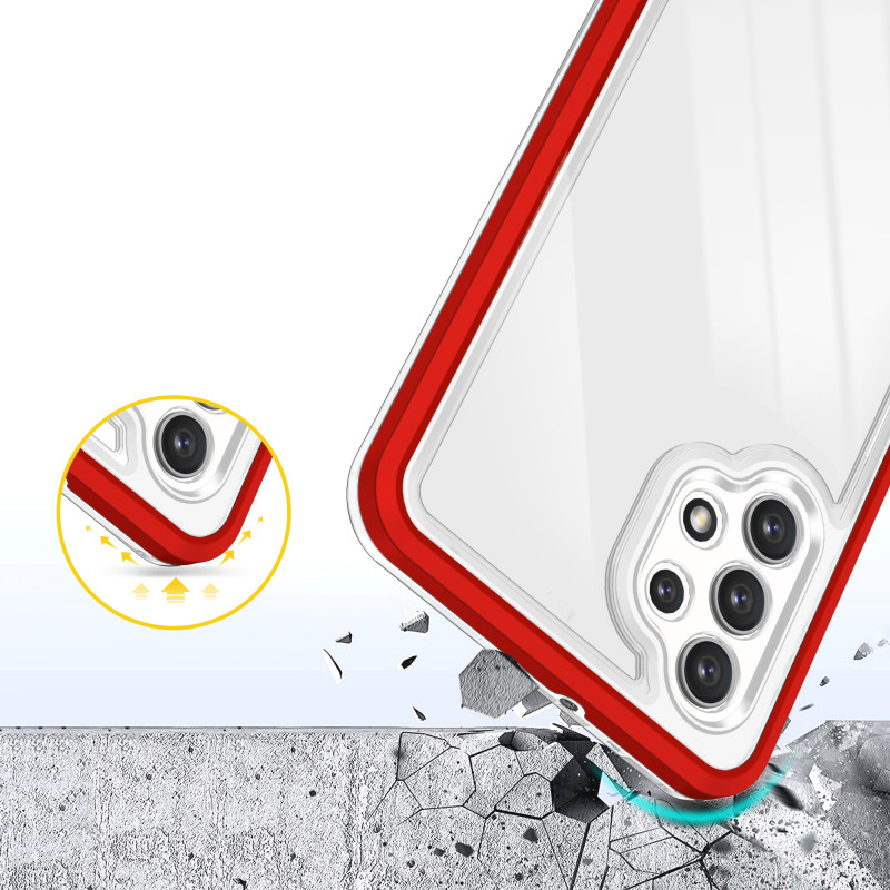 Skaidrus 3in1 dėklas, skirtas Samsung Galaxy A32 5G gelio dangtelis su raudonu rėmeliu