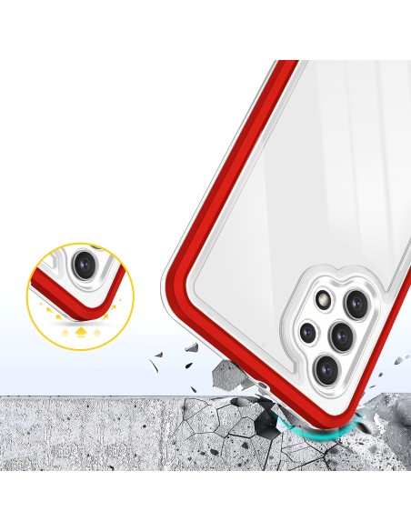 Skaidrus 3in1 dėklas, skirtas Samsung Galaxy A32 5G gelio dangtelis su raudonu rėmeliu Skaidrus 3in1 dėklas, skirtas Samsung Galaxy A32 5G gelio dangtelis su raudonu rėmeliu