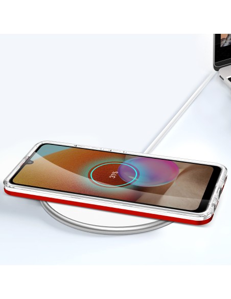 Skaidrus 3in1 dėklas, skirtas Samsung Galaxy A32 5G gelio dangtelis su raudonu rėmeliu Skaidrus 3in1 dėklas, skirtas Samsung Galaxy A32 5G gelio dangtelis su raudonu rėmeliu