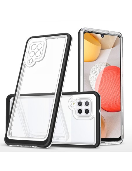 Skaidrus 3in1 dėklas, skirtas Samsung Galaxy A42 5G gelio dangtelis su juodu rėmeliu Skaidrus 3in1 dėklas, skirtas Samsung Galaxy A42 5G gelio dangtelis su juodu rėmeliu