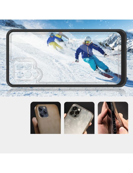 Skaidrus 3in1 dėklas, skirtas Samsung Galaxy A42 5G gelio dangtelis su juodu rėmeliu Skaidrus 3in1 dėklas, skirtas Samsung Galaxy A42 5G gelio dangtelis su juodu rėmeliu