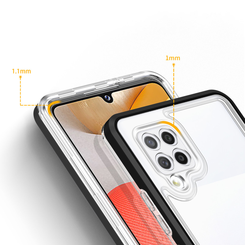 Skaidrus 3in1 dėklas, skirtas Samsung Galaxy A42 5G gelio dangtelis su juodu rėmeliu