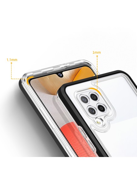 Skaidrus 3in1 dėklas, skirtas Samsung Galaxy A42 5G gelio dangtelis su juodu rėmeliu Skaidrus 3in1 dėklas, skirtas Samsung Galaxy A42 5G gelio dangtelis su juodu rėmeliu