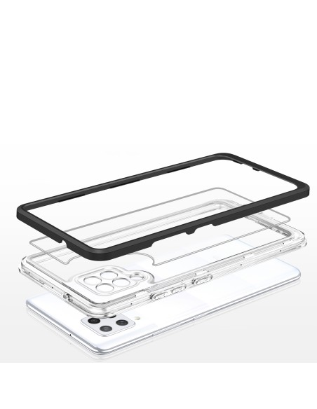 Skaidrus 3in1 dėklas, skirtas Samsung Galaxy A42 5G gelio dangtelis su juodu rėmeliu Skaidrus 3in1 dėklas, skirtas Samsung Galaxy A42 5G gelio dangtelis su juodu rėmeliu