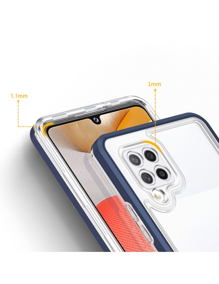 Skaidrus 3in1 dėklas, skirtas Samsung Galaxy A42 5G gelio dangtelis su mėlynu rėmeliu
