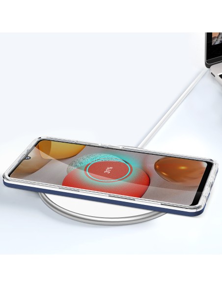 Skaidrus 3in1 dėklas, skirtas Samsung Galaxy A42 5G gelio dangtelis su mėlynu rėmeliu