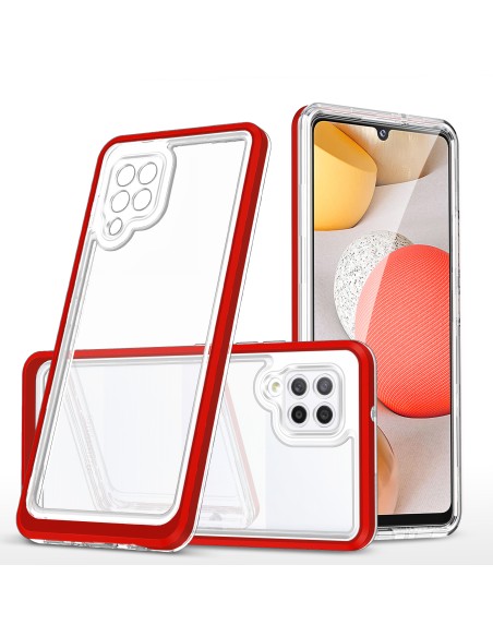 Skaidrus 3in1 dėklas, skirtas Samsung Galaxy A42 5G gelio dangtelis su raudonu rėmeliu