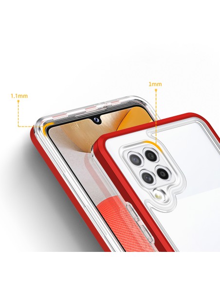 Skaidrus 3in1 dėklas, skirtas Samsung Galaxy A42 5G gelio dangtelis su raudonu rėmeliu