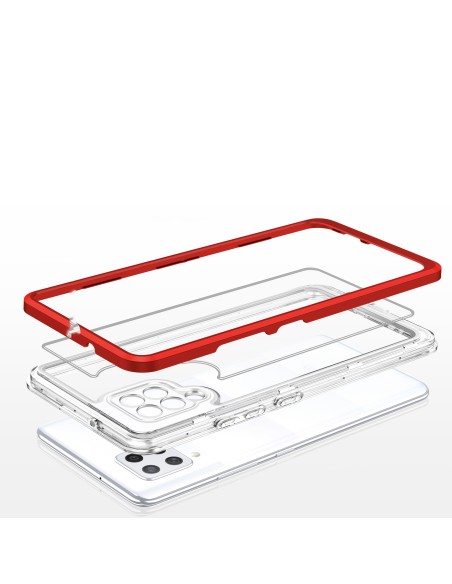 Skaidrus 3in1 dėklas, skirtas Samsung Galaxy A42 5G gelio dangtelis su raudonu rėmeliu
