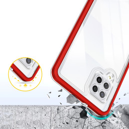 Skaidrus 3in1 dėklas, skirtas Samsung Galaxy A42 5G gelio dangtelis su raudonu rėmeliu