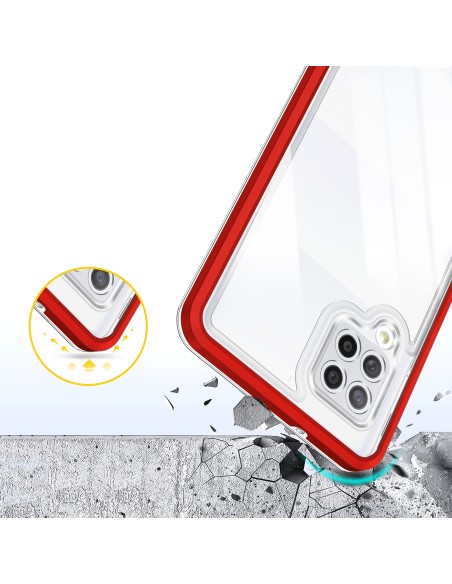 Skaidrus 3in1 dėklas, skirtas Samsung Galaxy A42 5G gelio dangtelis su raudonu rėmeliu