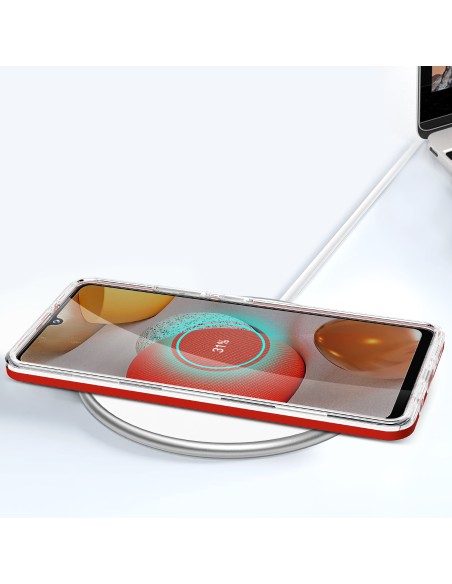 Skaidrus 3in1 dėklas, skirtas Samsung Galaxy A42 5G gelio dangtelis su raudonu rėmeliu