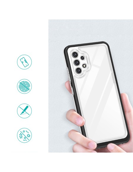 Skaidrus 3in1 dėklas, skirtas Samsung Galaxy A72 4G gelio dangtelis su juodu rėmeliu Skaidrus 3in1 dėklas, skirtas Samsung Galaxy A72 4G gelio dangtelis su juodu rėmeliu