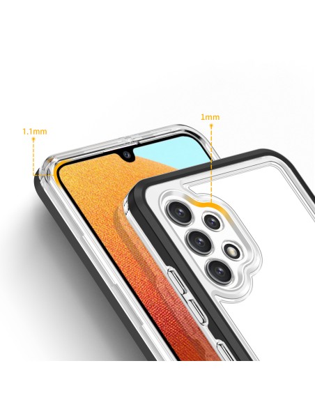 Skaidrus 3in1 dėklas, skirtas Samsung Galaxy A72 4G gelio dangtelis su juodu rėmeliu Skaidrus 3in1 dėklas, skirtas Samsung Galaxy A72 4G gelio dangtelis su juodu rėmeliu