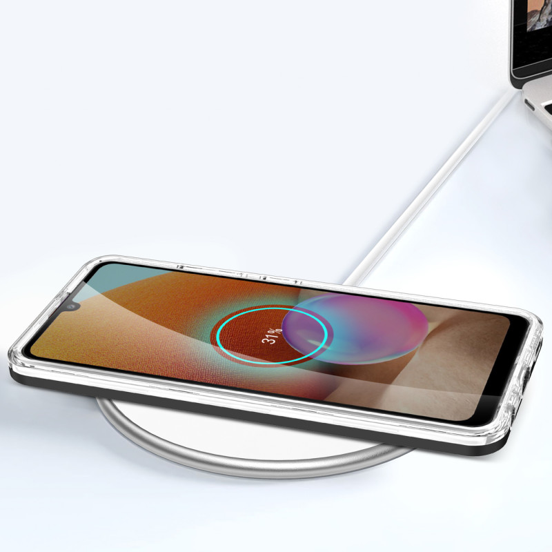 Skaidrus 3in1 dėklas, skirtas Samsung Galaxy A72 4G gelio dangtelis su juodu rėmeliu
