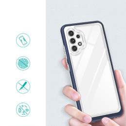 Skaidrus 3in1 dėklas, skirtas Samsung Galaxy A72 4G gelio dangtelis su mėlynu rėmeliu