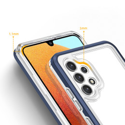 Skaidrus 3in1 dėklas, skirtas Samsung Galaxy A72 4G gelio dangtelis su mėlynu rėmeliu