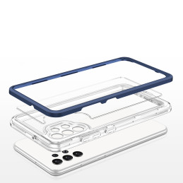 Skaidrus 3in1 dėklas, skirtas Samsung Galaxy A72 4G gelio dangtelis su mėlynu rėmeliu